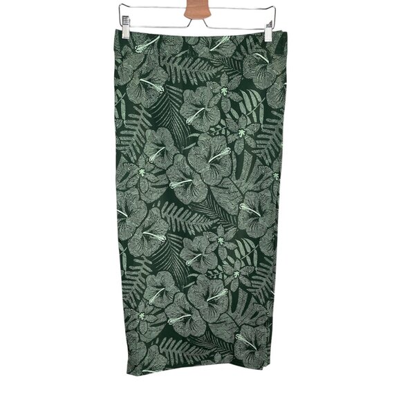 Rip Skirt Hawaii Womens Medium Maui Green Floral Wrap Skirt Length 4 - Picture 1 of 9